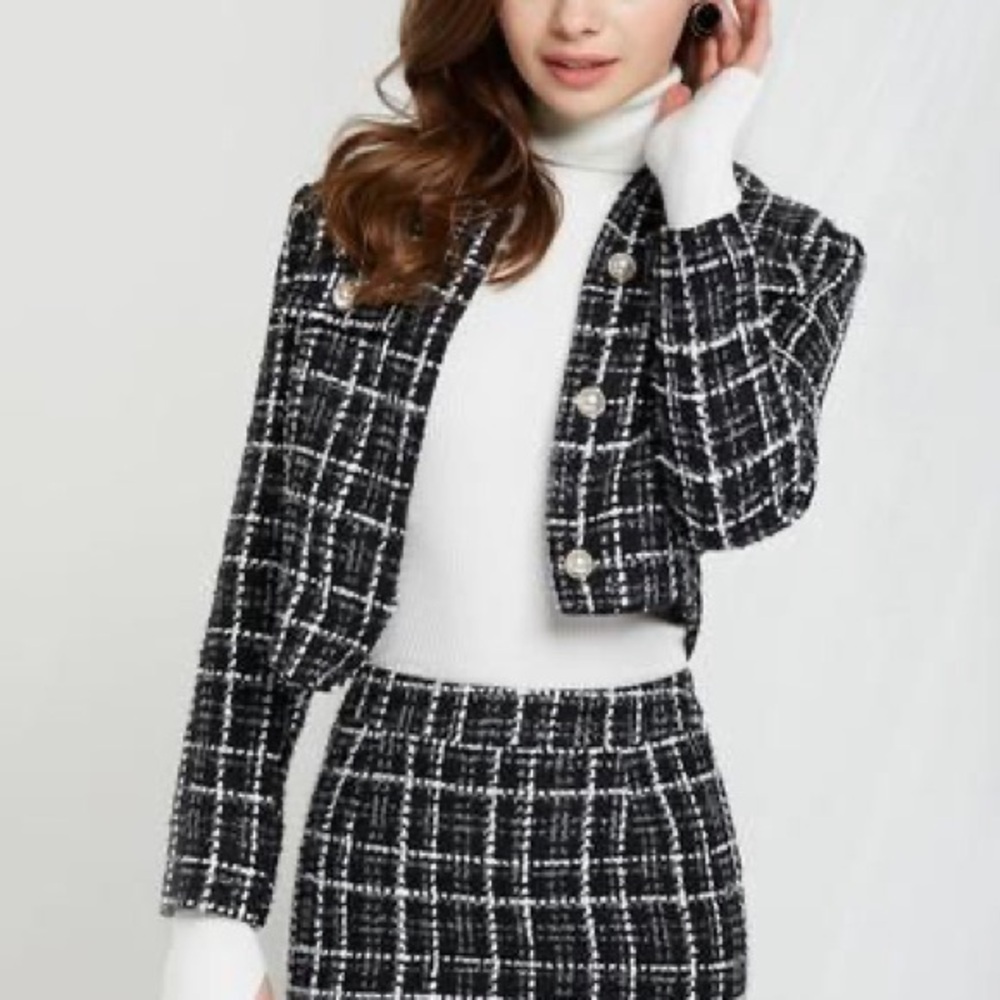Karina Bouclé Tweed jacket and skirt